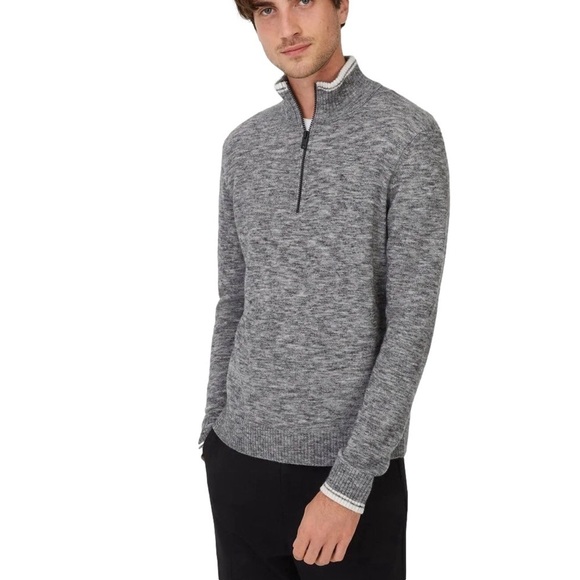 Club Monaco Wool Quarter-ZipSweater in Color Grey medium